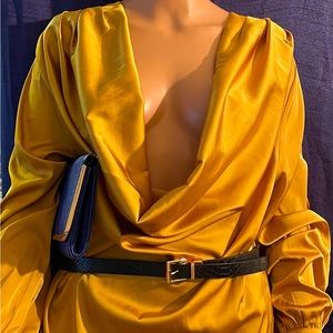 Satin long sleeve dressy blouse